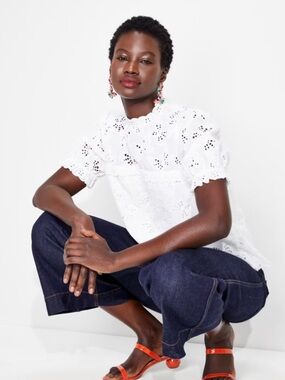 kate spade White Eyelet Butterfly-Motif Blouse